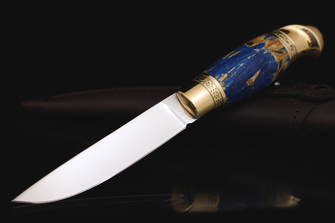 Нож "Фин" 95х18, рукоять кап клена (синий).